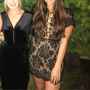 Lace black cocktail dress